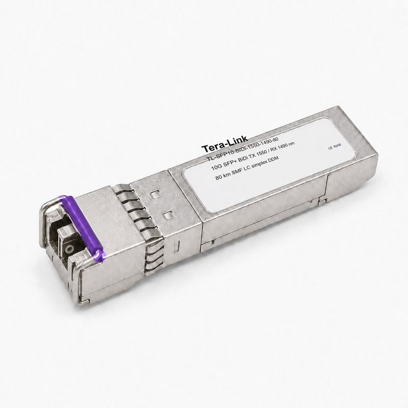 Tera-Link 10G SFP+ BiDi TX 1550 / RX 1490 nm 80 km